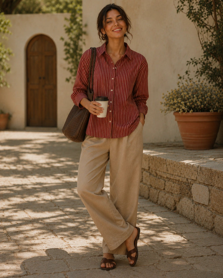 Brickwood Stripe Cotton Shirt For Women's