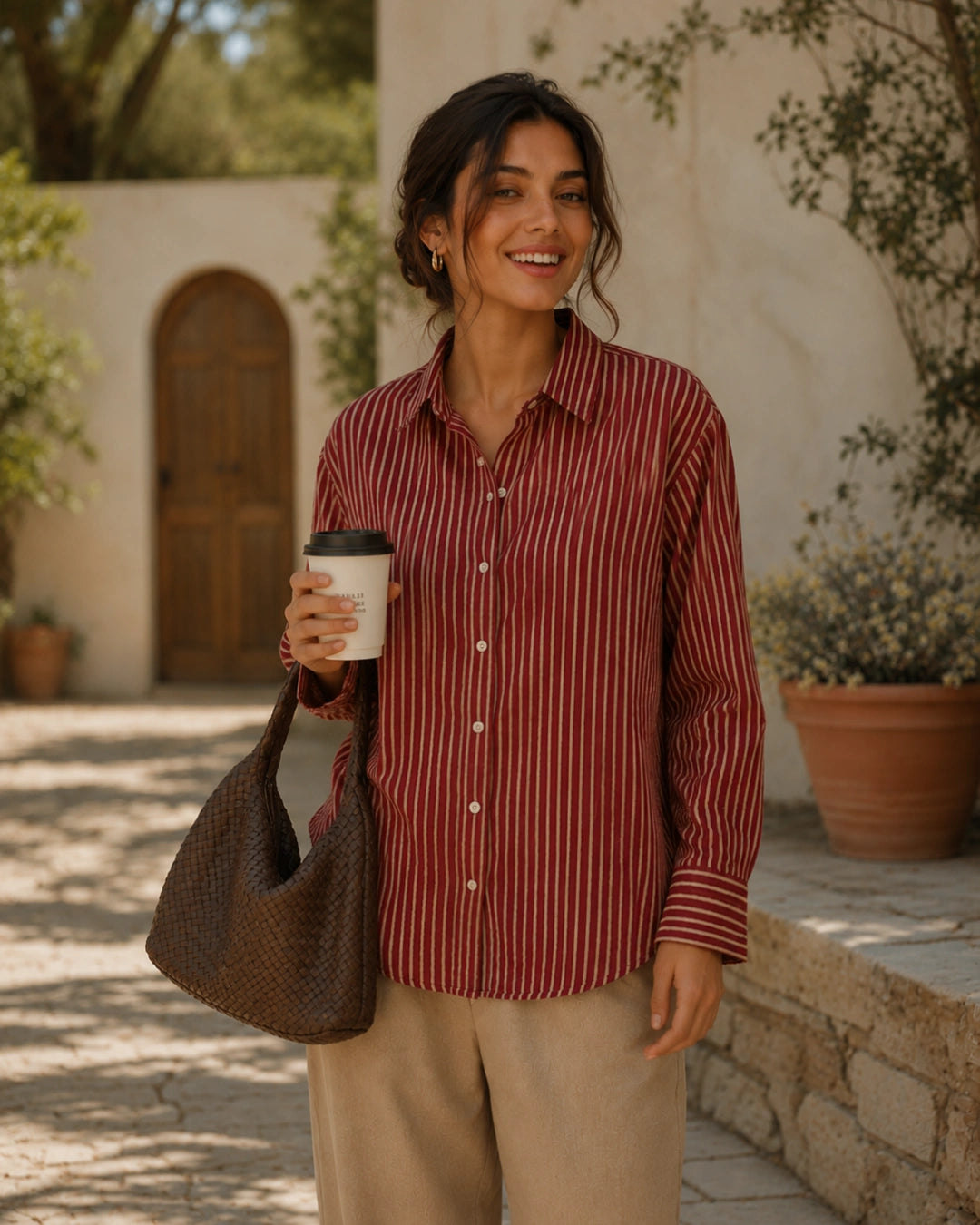 Brickwood Stripe Cotton Shirt For Women's