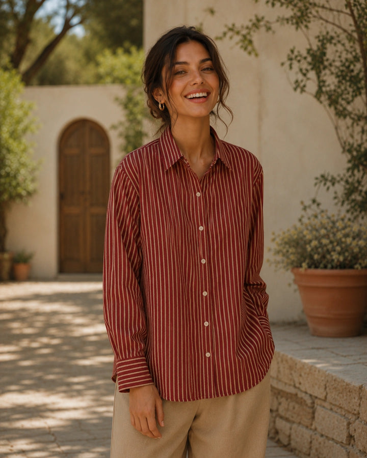 Brickwood Stripe Cotton Shirt For Women's