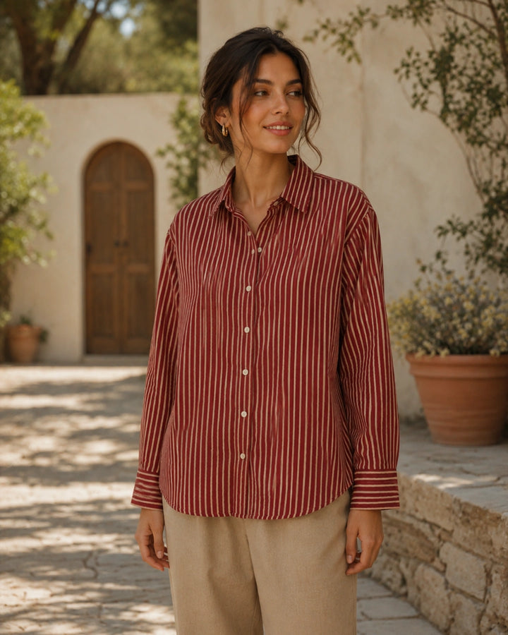Brickwood Stripe Cotton Shirt For Women's
