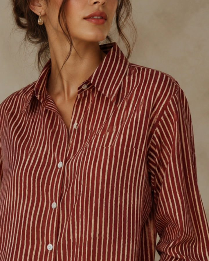 Brickwood Stripe Cotton Shirt For Women's