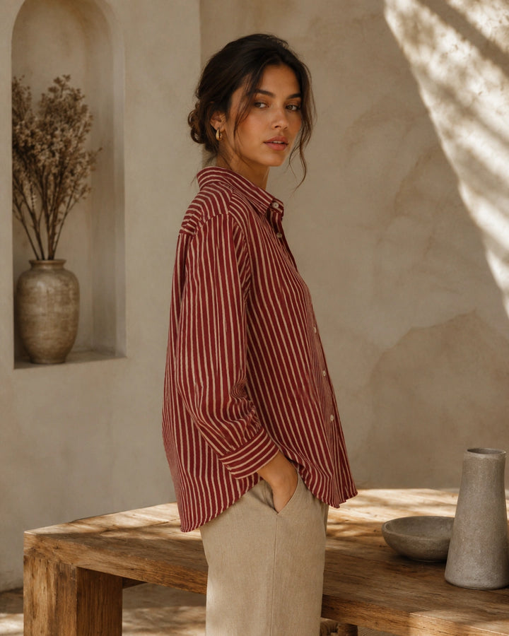 Brickwood Stripe Cotton Shirt For Women's