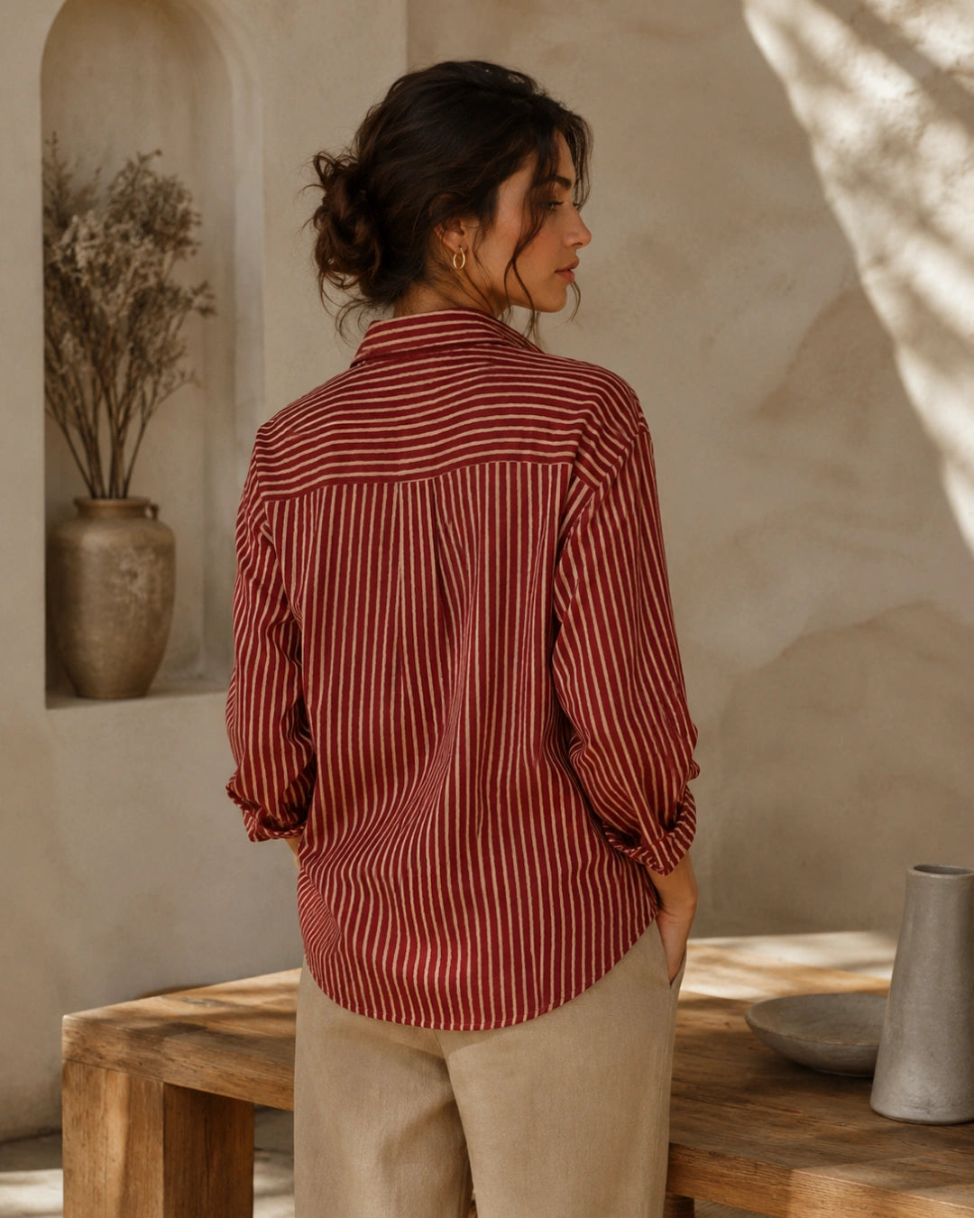 Brickwood Stripe Cotton Shirt For Women's