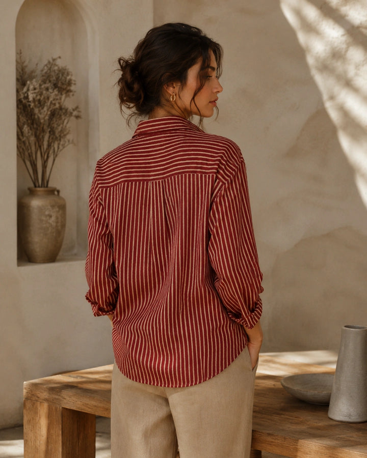 Brickwood Stripe Cotton Shirt For Women's