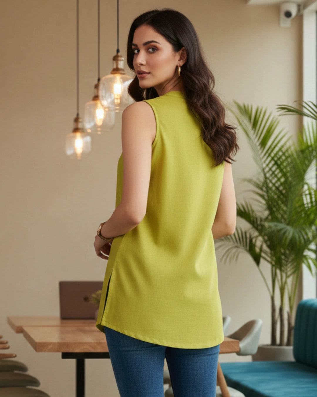 Brighter You - Green Cotton Slub Must Have Top For Women