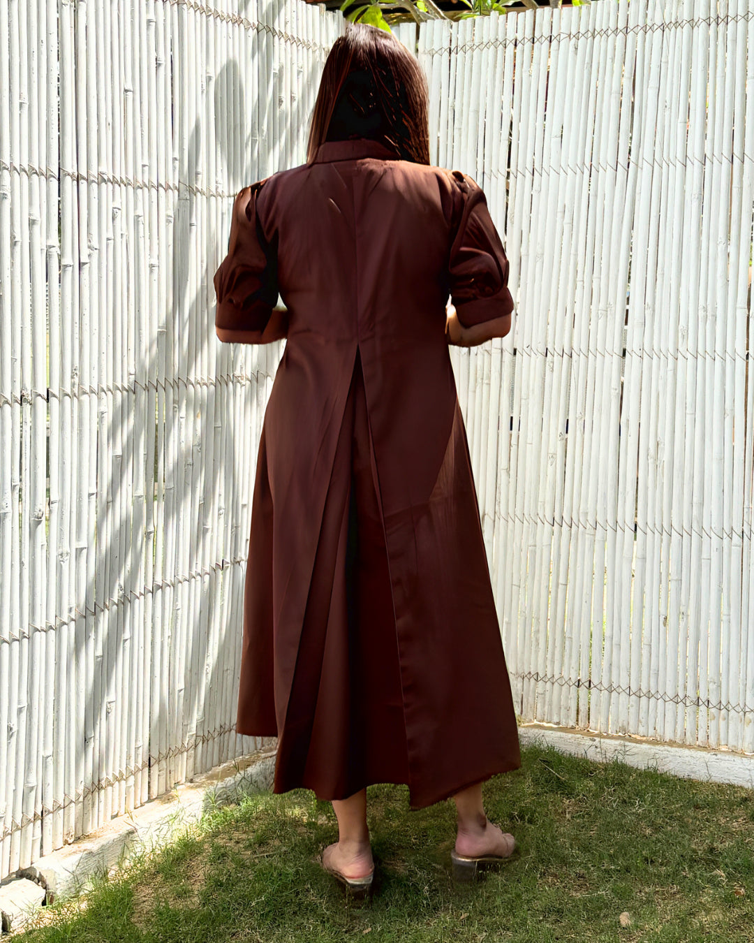 Brown Cotton A-line Dress The Svaya Brown Cotton A-line Dress The Svaya