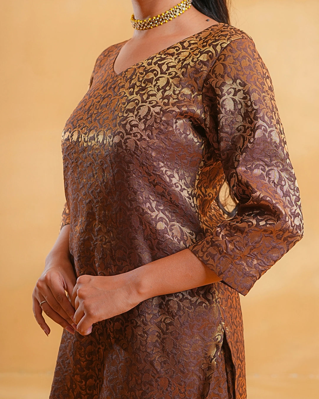 Brown Zoya Silk Kurta Set For Women