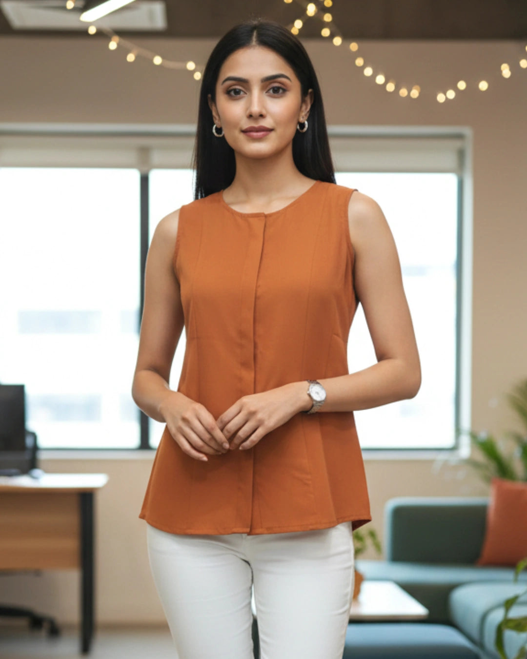 Brunt Orange Oh-So-Serious! Top For Women