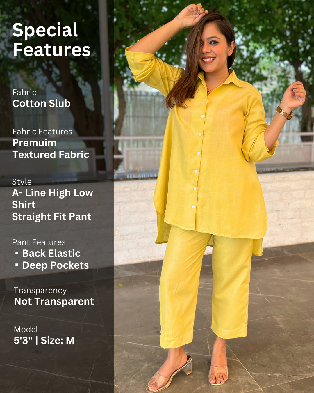 Buttercup Yellow Cotton Slub Aline Co-ord Set of 2