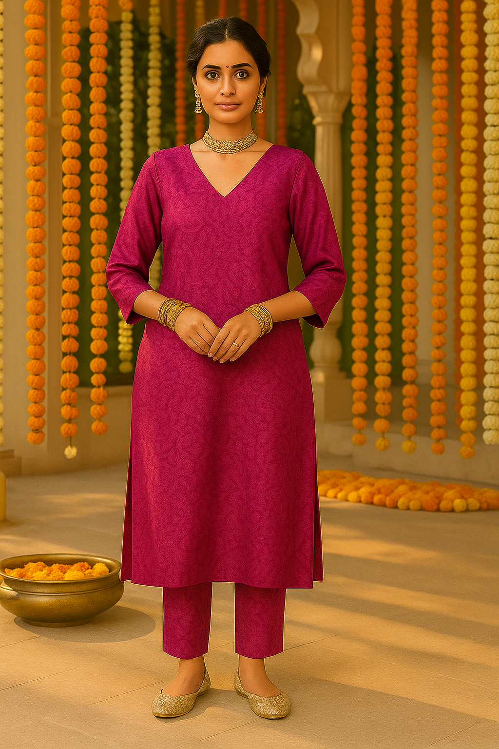 Pink Zoya Silk Kurta Set For Women