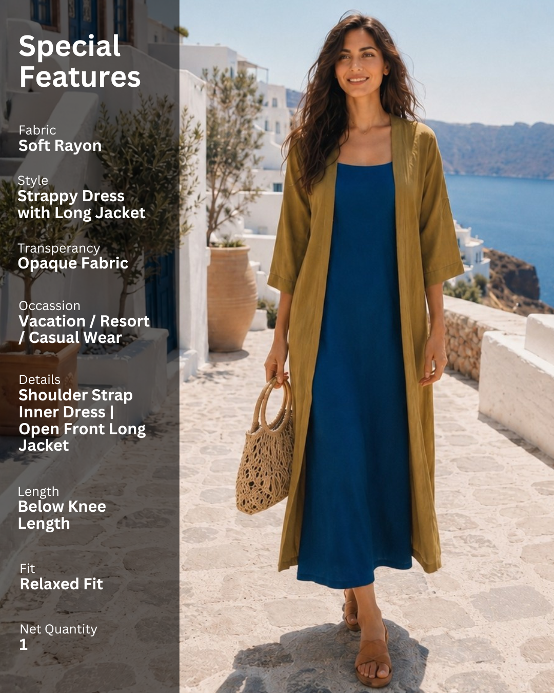 Chin Coastal Strappy Dress with Jacket for Women