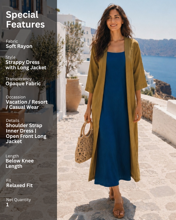 Chin Coastal Strappy Dress with Jacket for Women