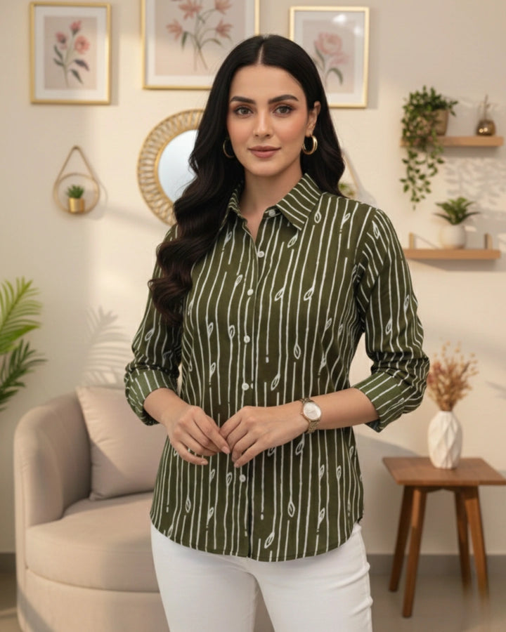 Classic Cotton Print Shirt For Women