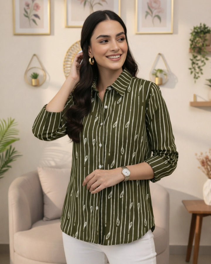 Classic Cotton Print Shirt For Women