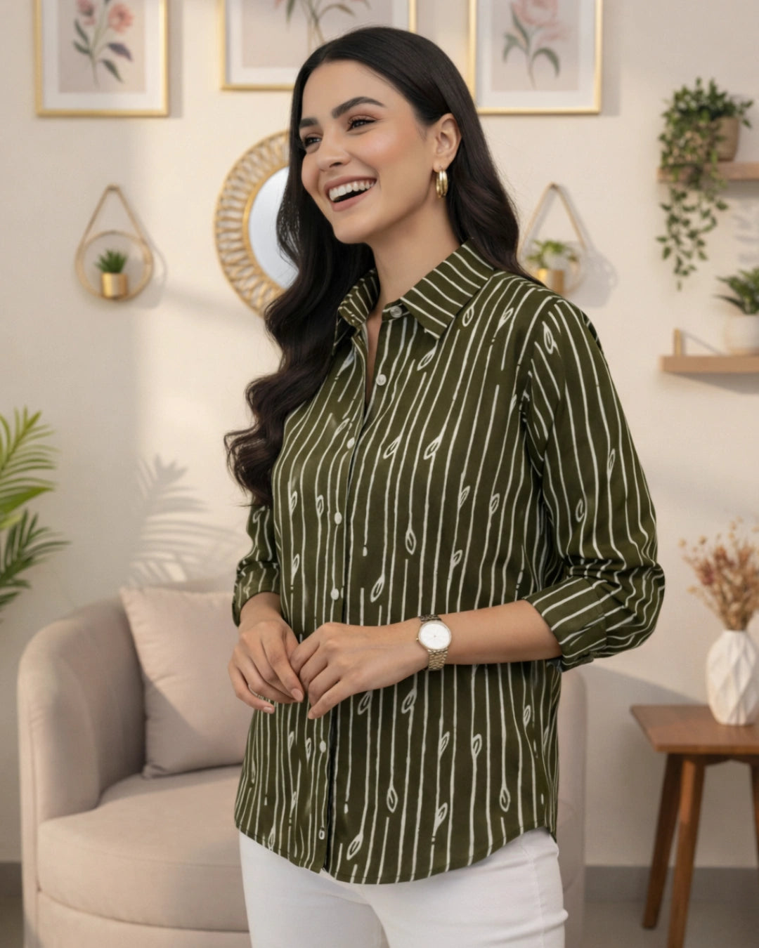 Spanish Olives Women's Cotton Shirt For Women