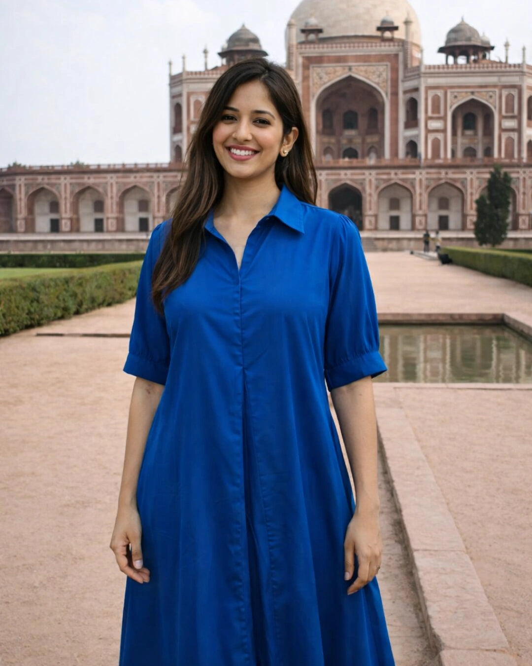 Cobalt Blue Cotton Aline Dress