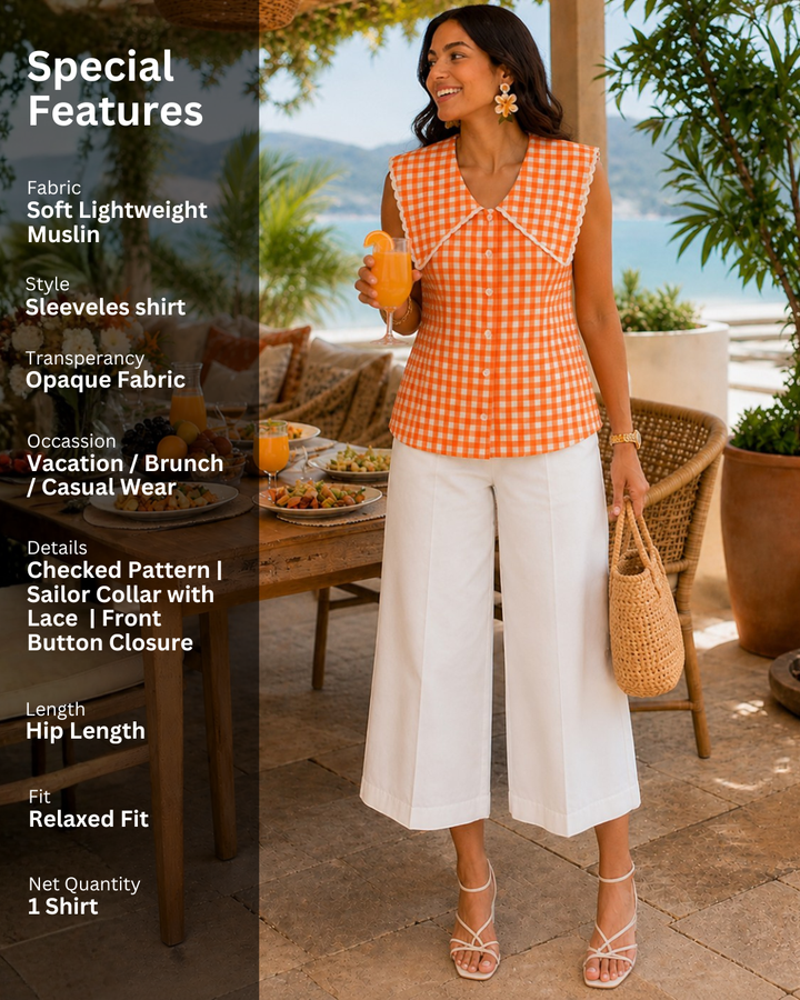 Color Me Coral Summer Muslin Shirt for Women