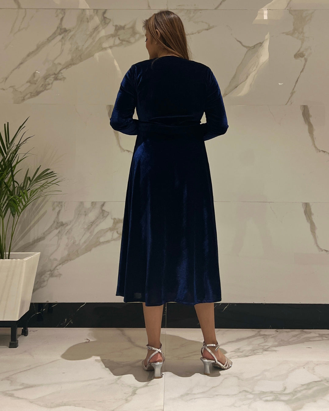 Cosmic Blue Luxurious Velvet Dress