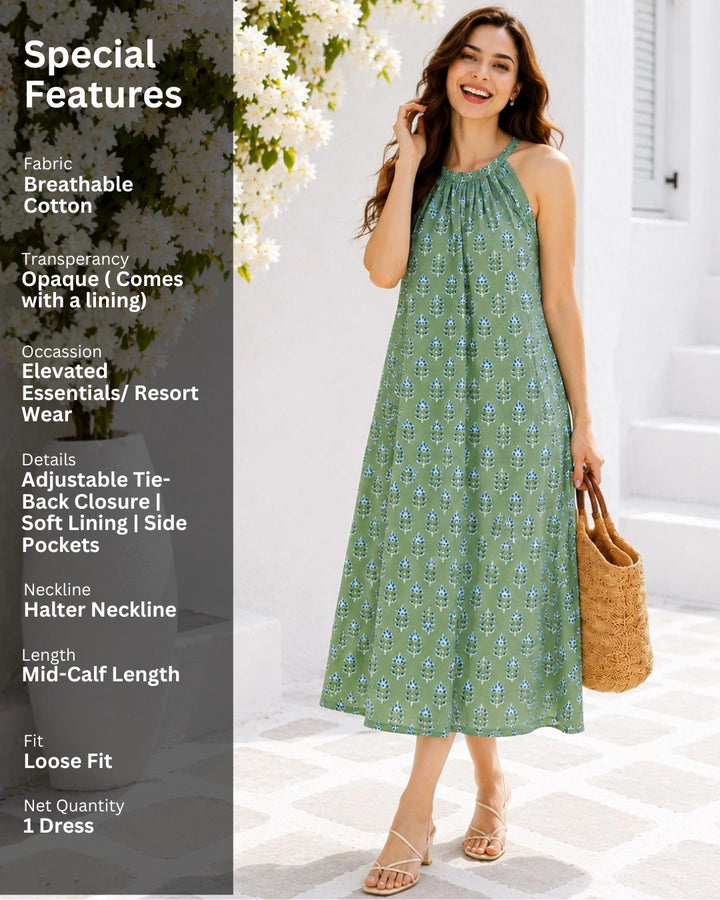 Daisy Bloom Halter Dress For Women