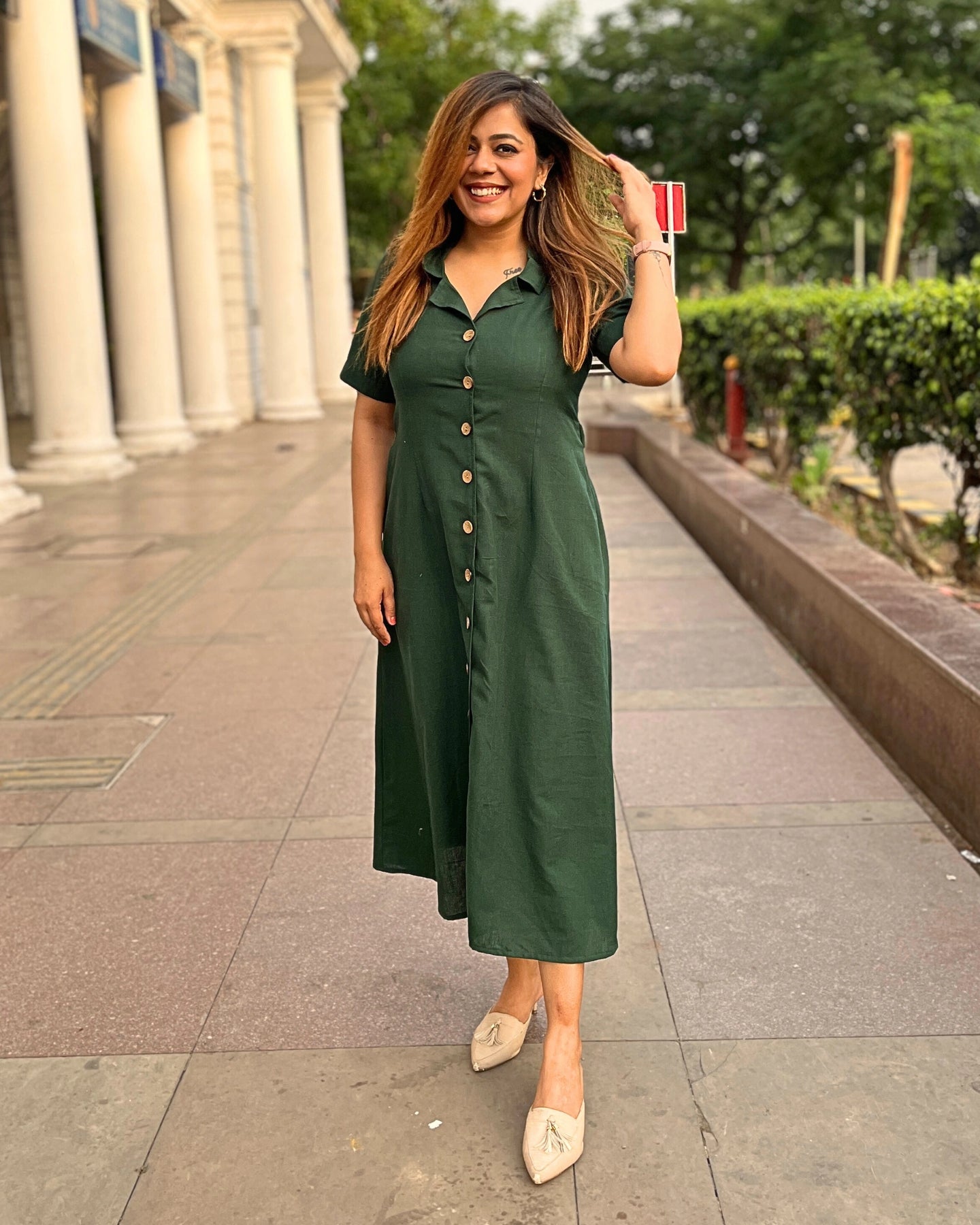 old navy green long sleeve dress Women dress ZARA Green long sleeve A-line dress – RELM3125 main image 1