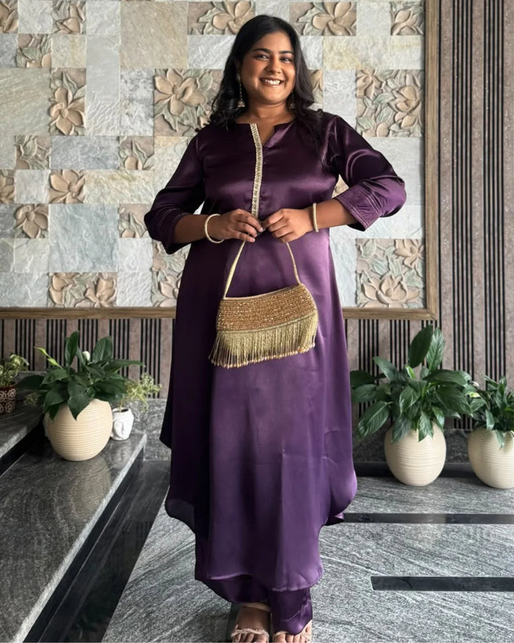 Deep Plum Grace Satin Co-ord Set