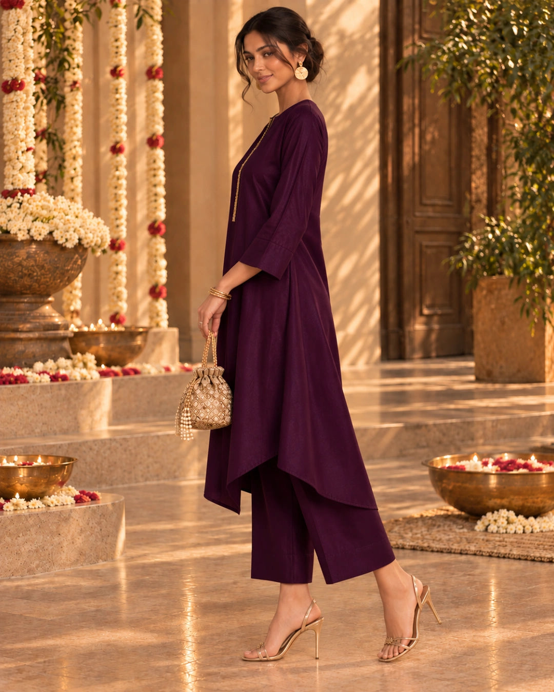 Deep Plum Grace Satin Co-ord Set