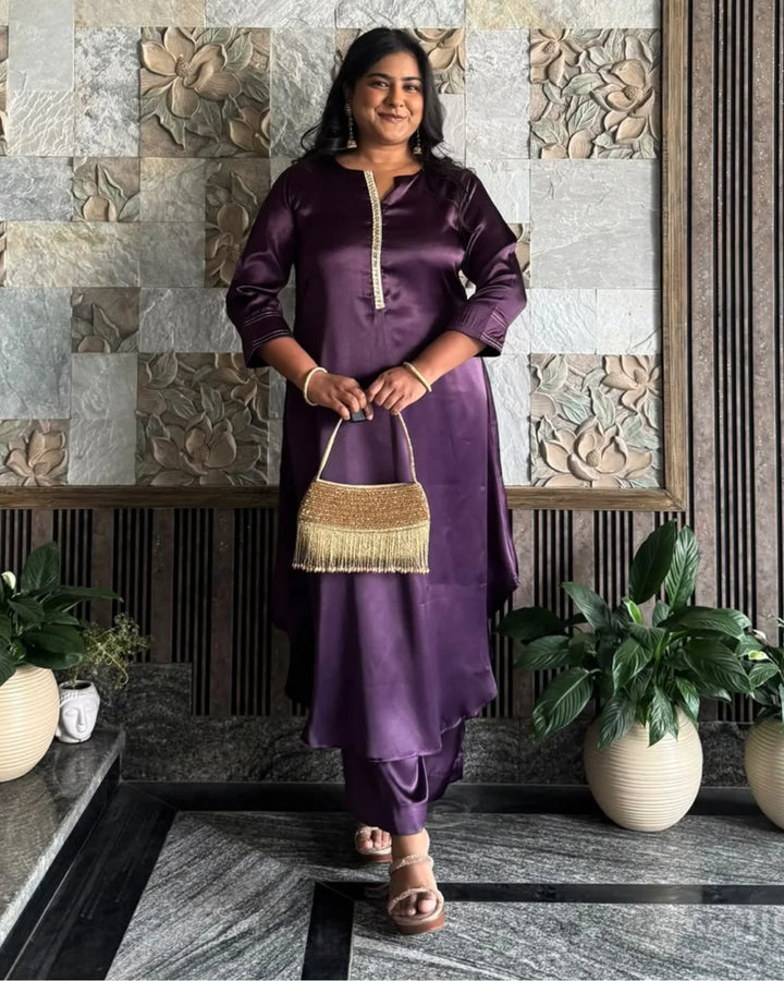 Deep Plum Grace Satin Co-ord Set
