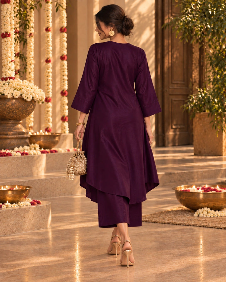 Deep Plum Grace Satin Co-ord Set