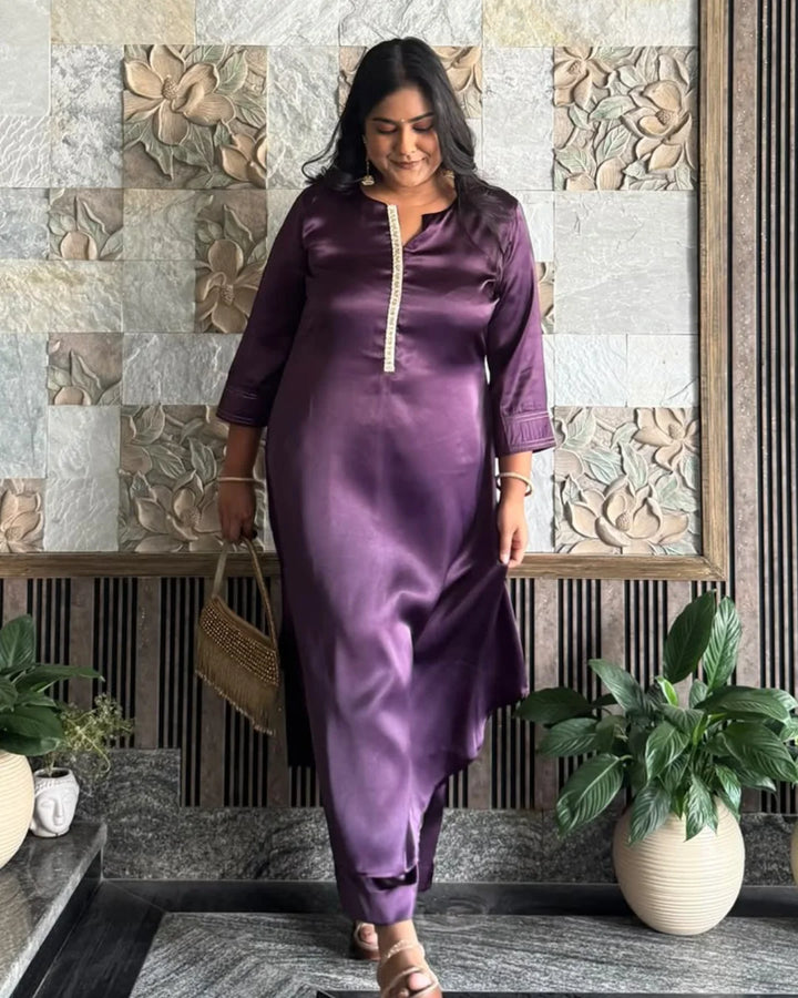 Deep Plum Grace Satin Co-ord Set