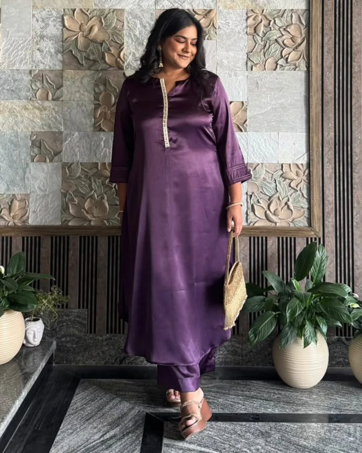Deep Plum Grace Satin Co-ord Set