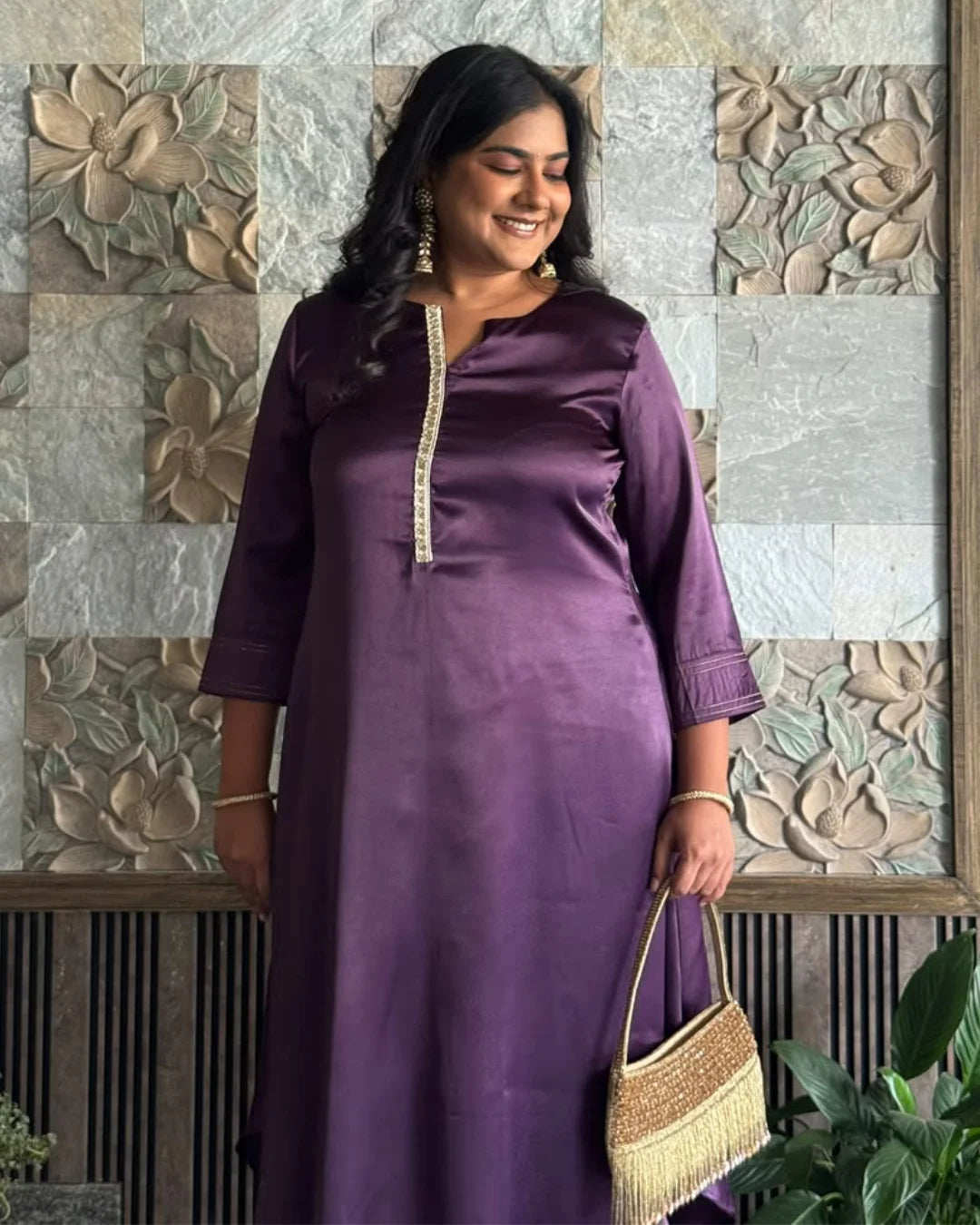 Deep Plum Grace Satin Co-ord Set