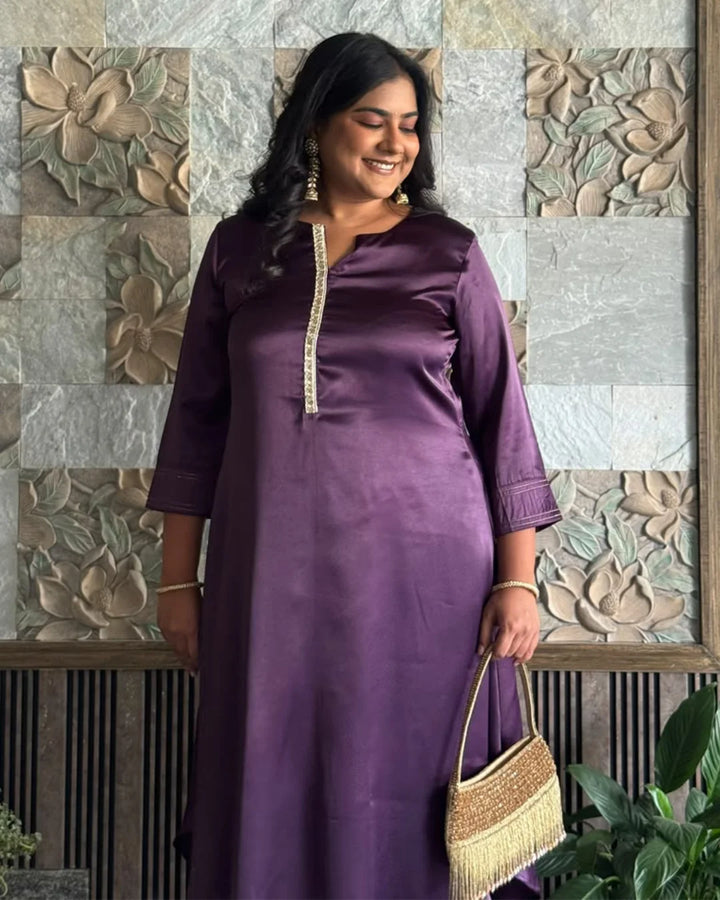 Deep Plum Grace Satin Co-ord Set