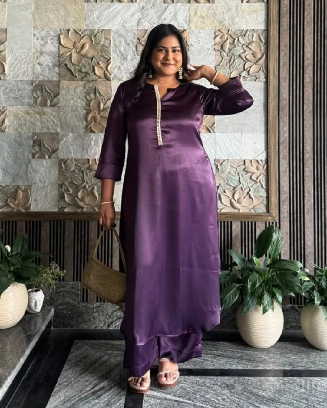 Deep Plum Grace Satin Co-ord Set