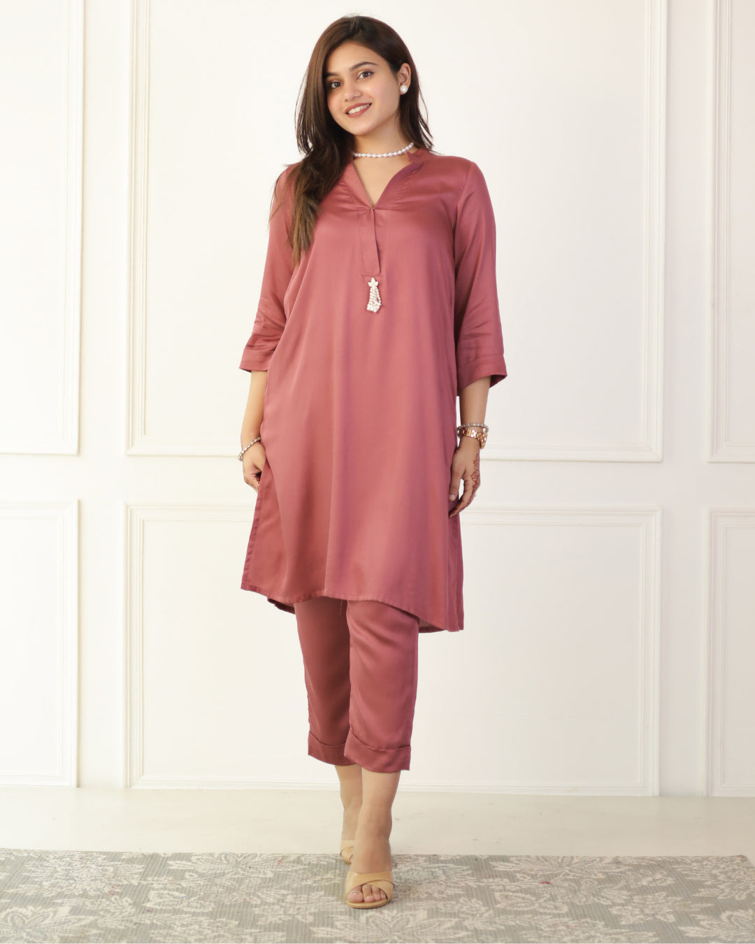 Dusty Rose Pink Modal Kurta Set of 2