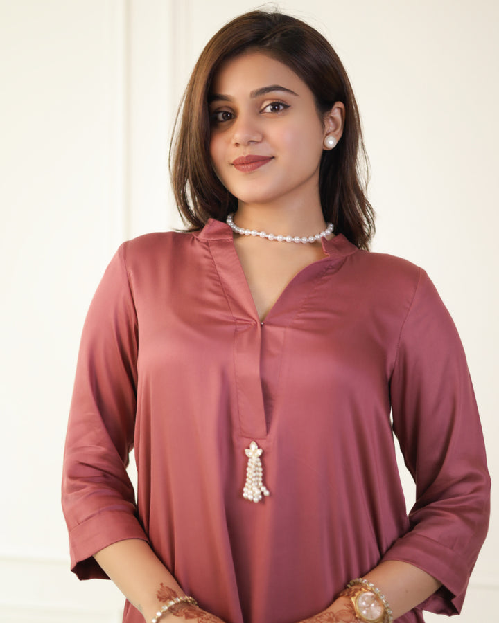 Dusty Rose Pink Modal Kurta Set of 2