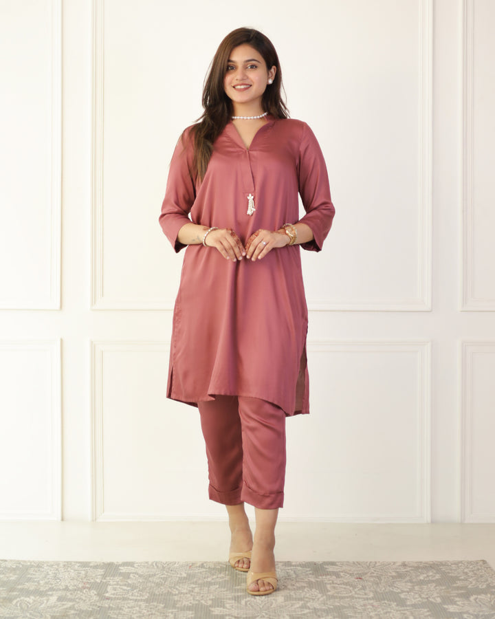 Dusty Rose Pink Modal Kurta Set of 2