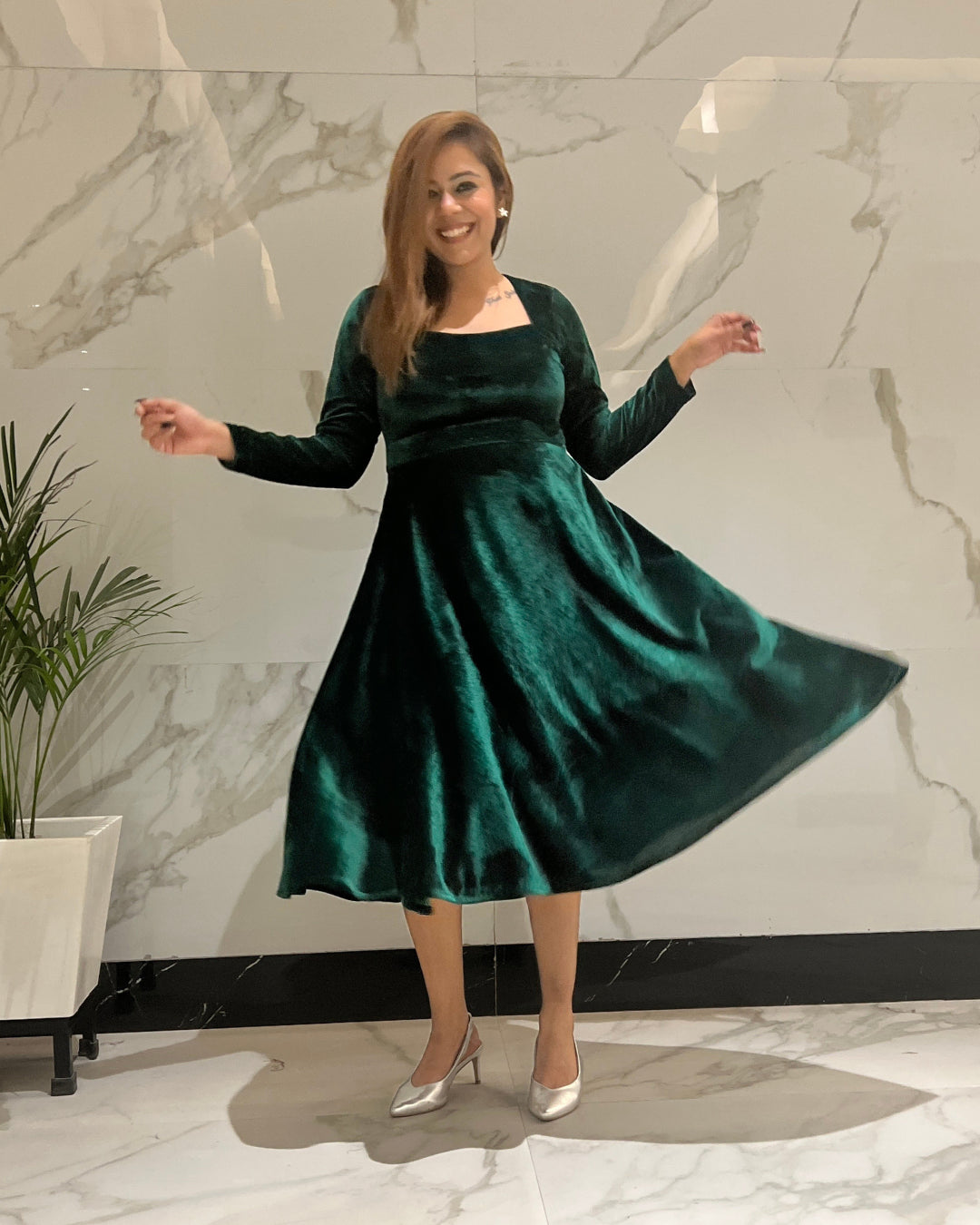 Evergreen Luxurious Velvet Dress