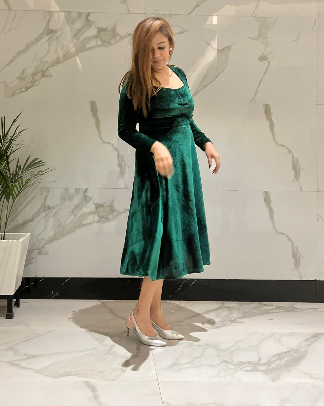 Evergreen Luxurious Velvet Dress