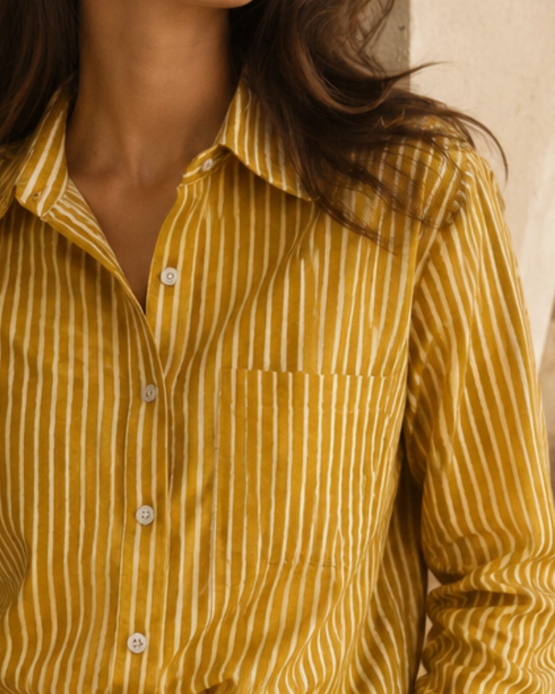 Golden Hour Stripe Cotton Shirt For Women's