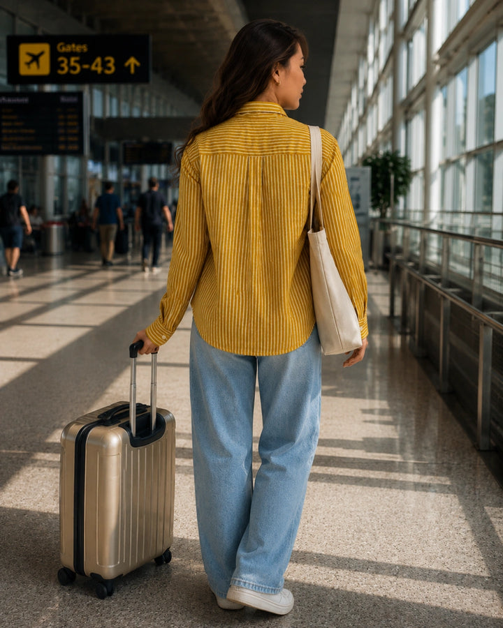 Golden Hour Stripe Cotton Shirt For Women's