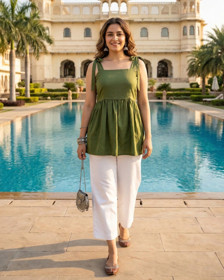 Grass is Green Tie Top in Softest Modal For Women