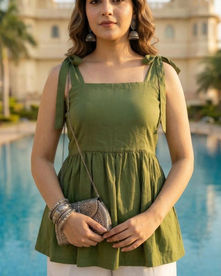 Grass is Green Tie Top in Softest Modal For Women