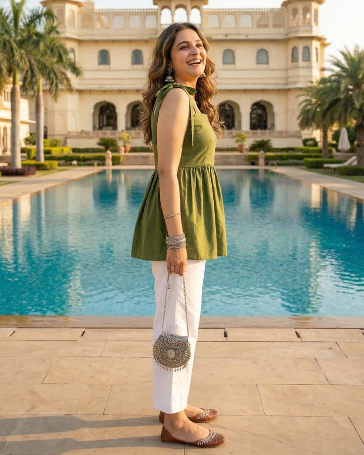 Grass is Green Tie Top in Softest Modal For Women