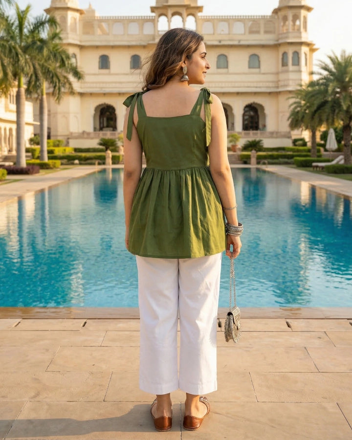 Grass is Green Tie Top in Softest Modal For Women