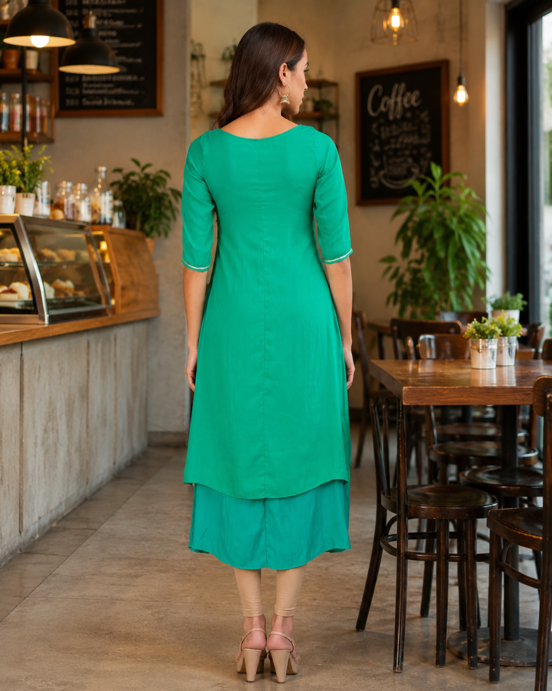 Green Silk layered dress