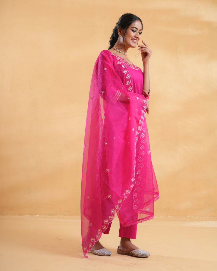 Gulaabi Glow Cotton Suit For Women - Set of 3