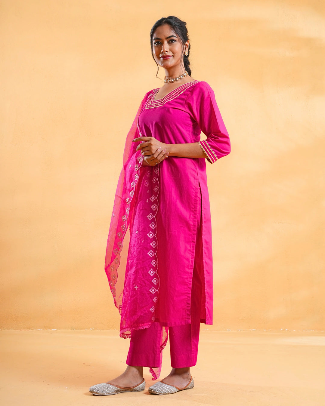 Gulaabi Glow Cotton Suit For Women - Set of 3