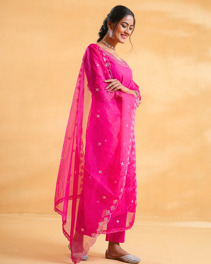 Gulaabi Glow Cotton Suit For Women - Set of 3
