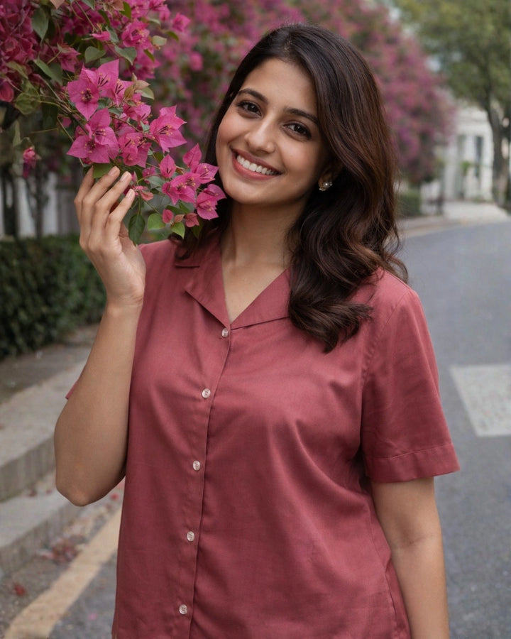 In The Face Blush Pink Cropped Women's Shirt