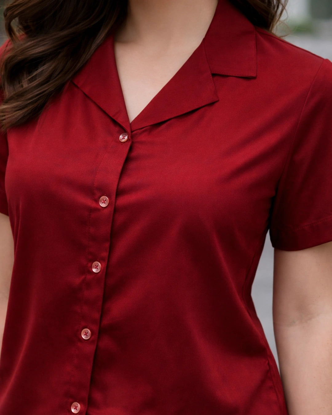 In The Face Deep Red Cropped Women's Shirt